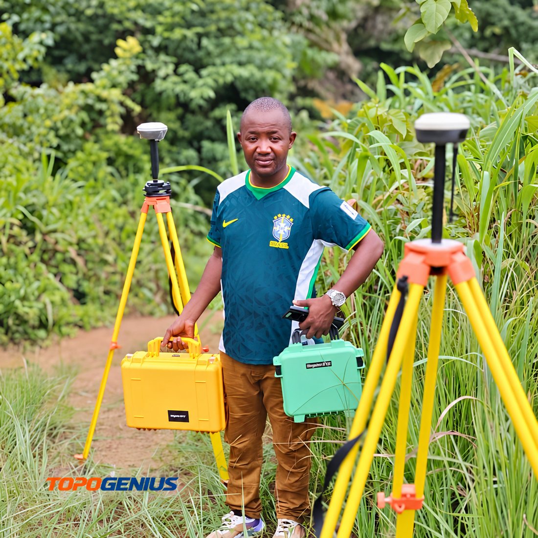 M. Camara avec des équipements GNSS Topogenius en Guinée