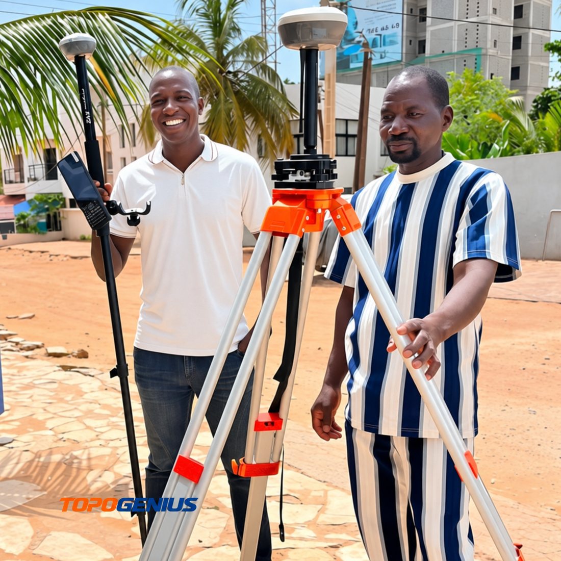 M. Sy avec son équipement GNSS Z1 Topogenius au Sénégal